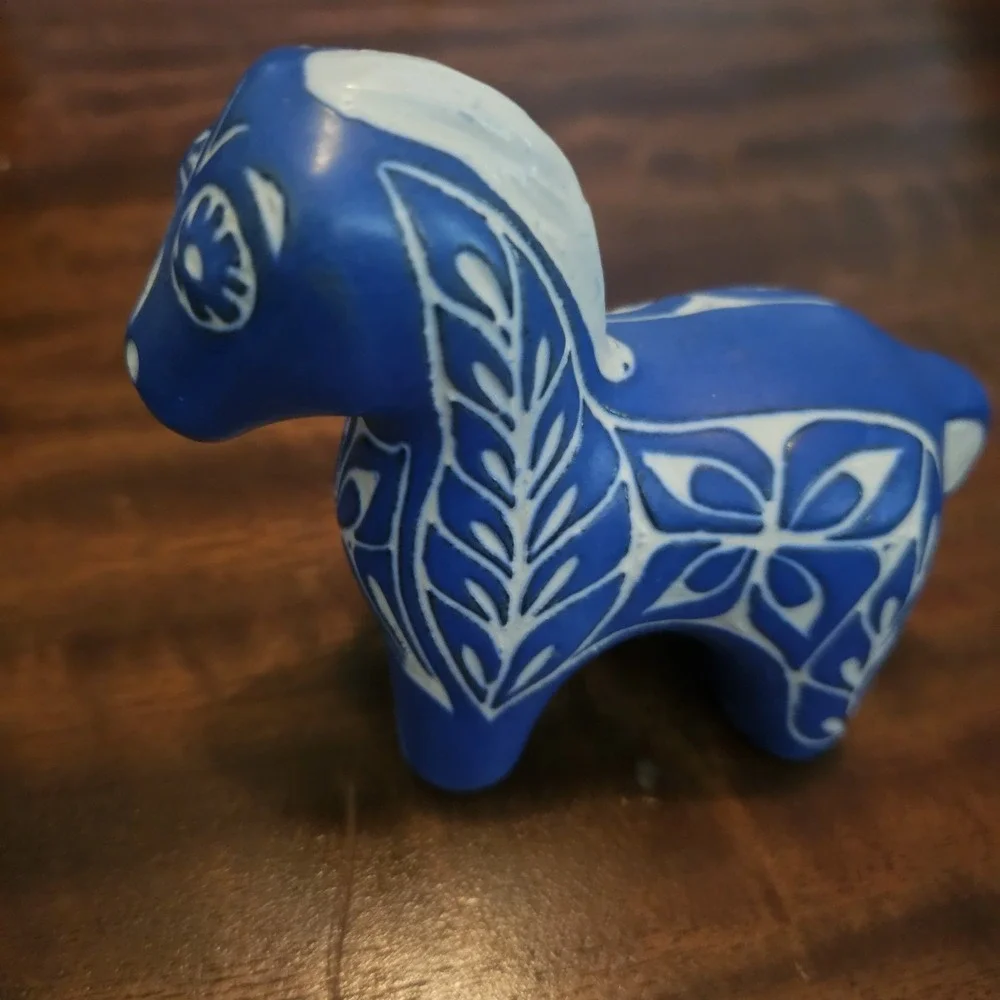Pablo Zabal Chile Horse Ceramic Blue /White 3.75